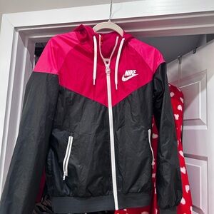 Nike Black and Pink Hooded Jacket